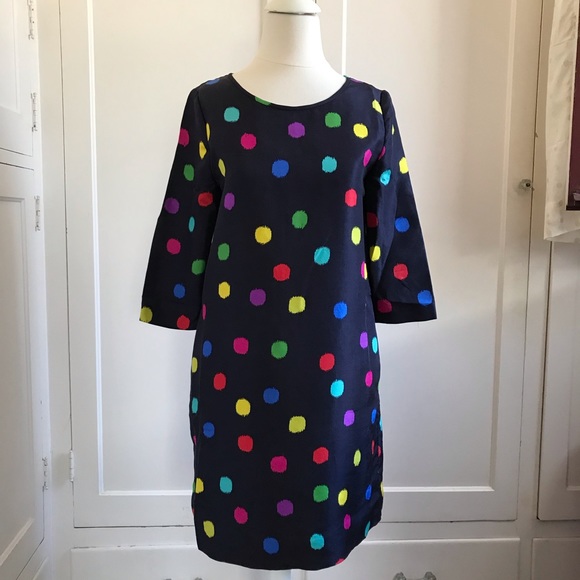 KATE SPADE Silk Belina Polka Dot Shift Dress 4 - Picture 3 of 16